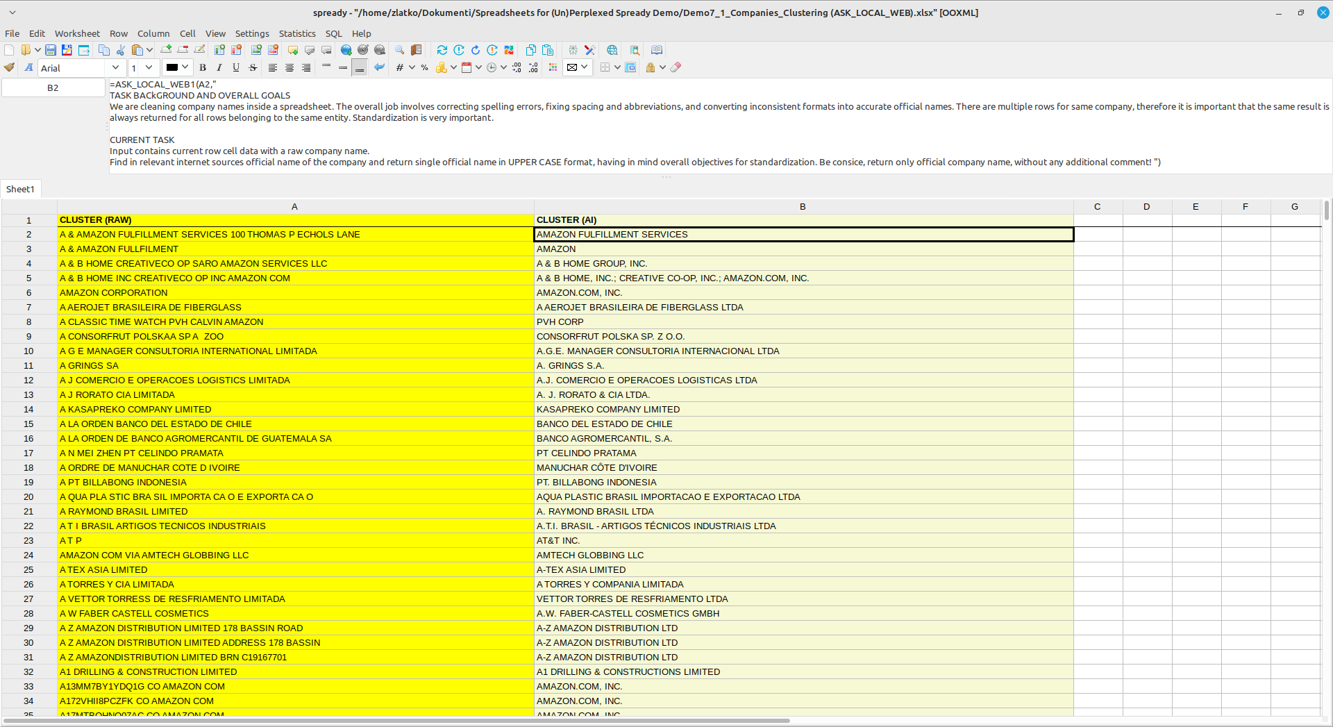 (Un)Perplexed Spready with integrated Web Search