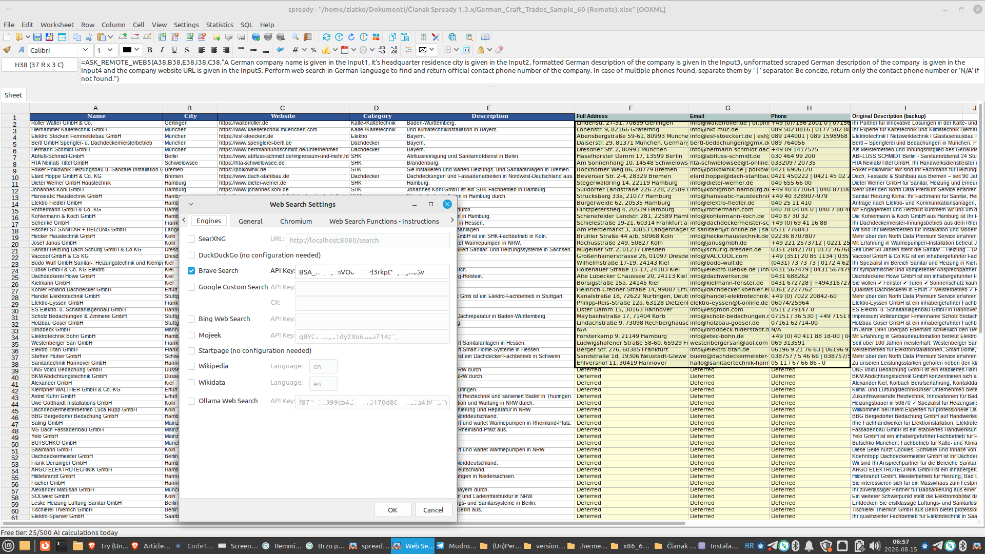 Web Search in (Un)Perplexed Spready spreadsheet formulas