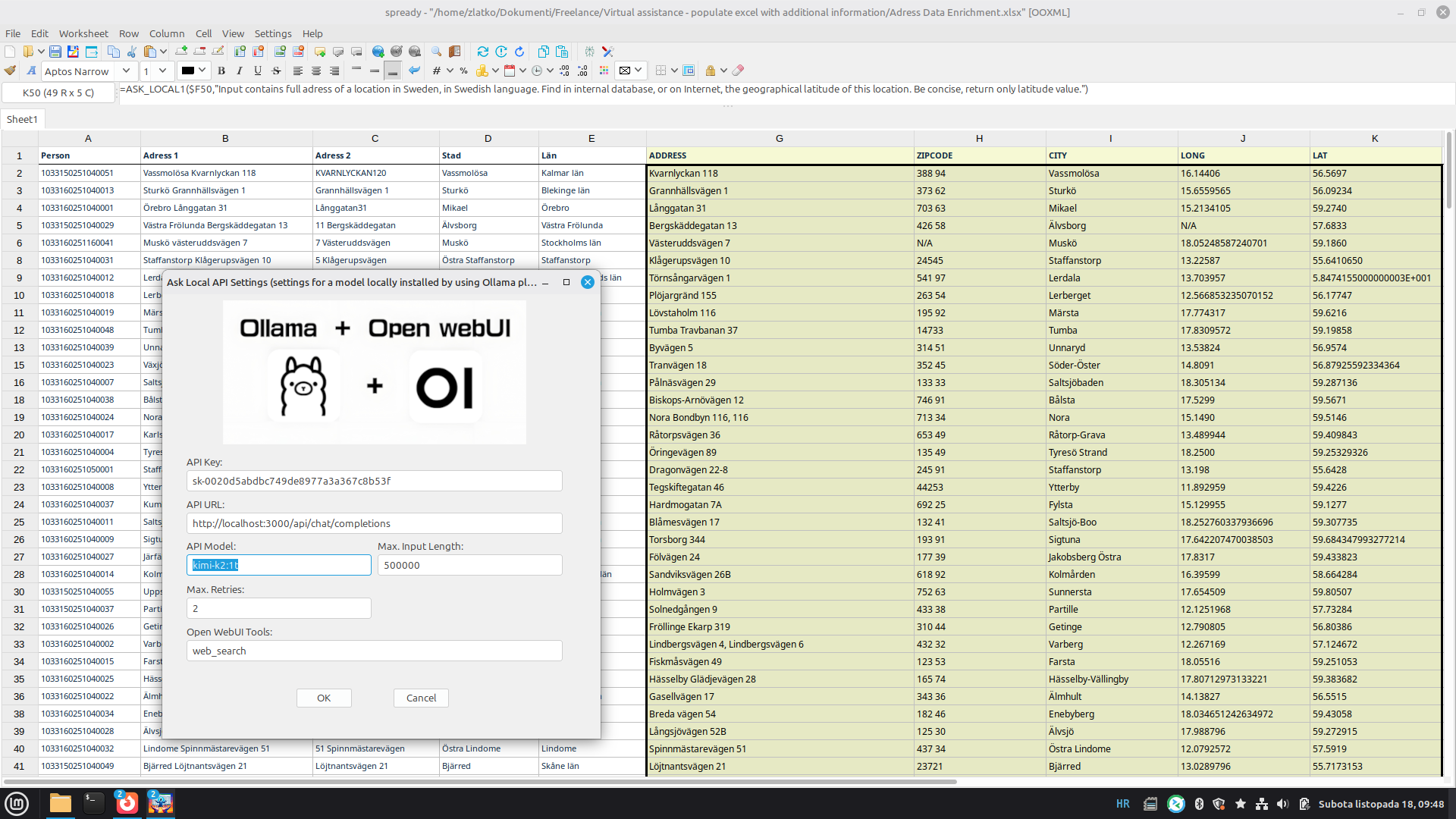 (Un)Perplexed Spready with Ollama Cloud models and integrated Web Search with Searxng