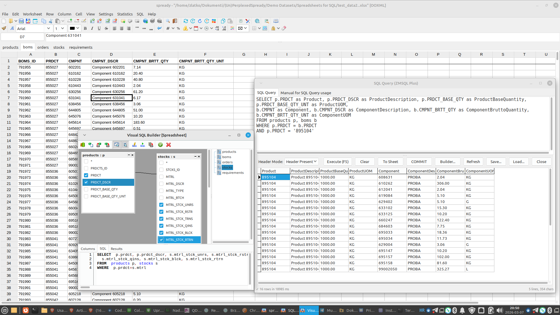(Un)Perplexed Spready with SQL Query